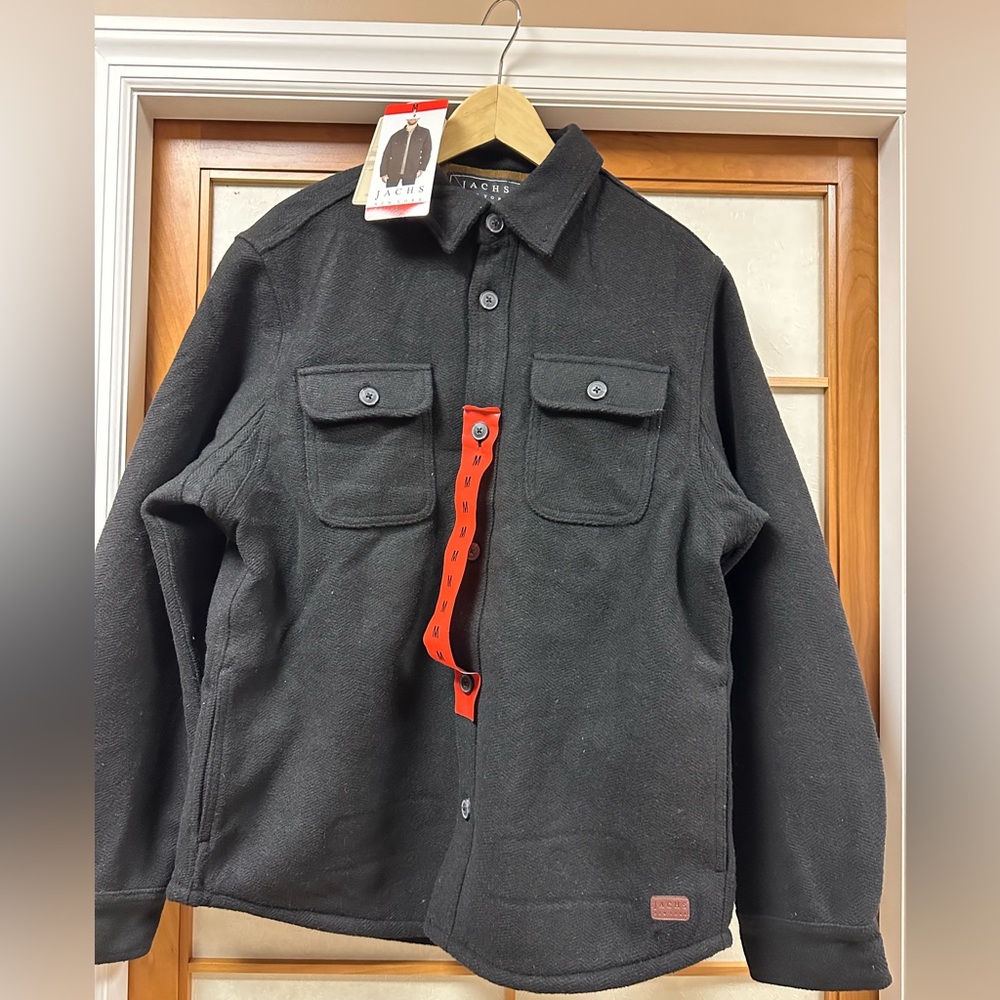 Jachs Men’s Wool Blend Sherpa Jacket Shacket New Black - Picture 4 of 14